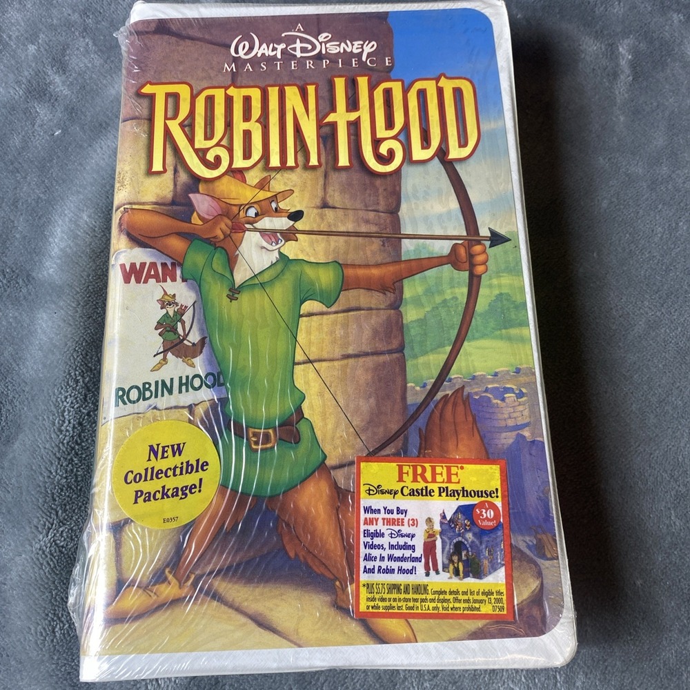 Robin Hood Sealed VHS Tape Walt‎ Disney Masterpiece  Clamshell